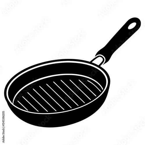 Empty grill pan isolated on white background in vector illustration