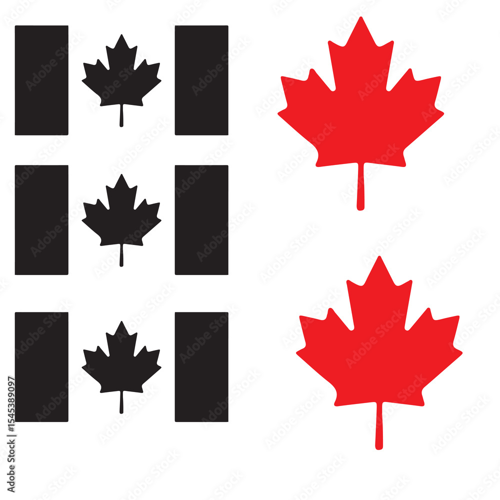 Obraz premium canadian flag set, canadian maple leaves, leaf, maple, autumn, canada, flag, 