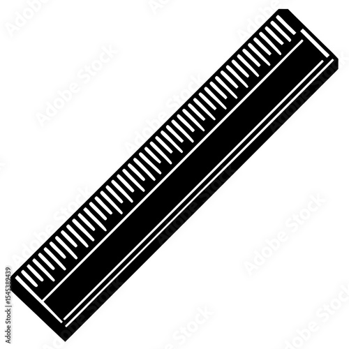 Black ruler for measuring length isolated on white background