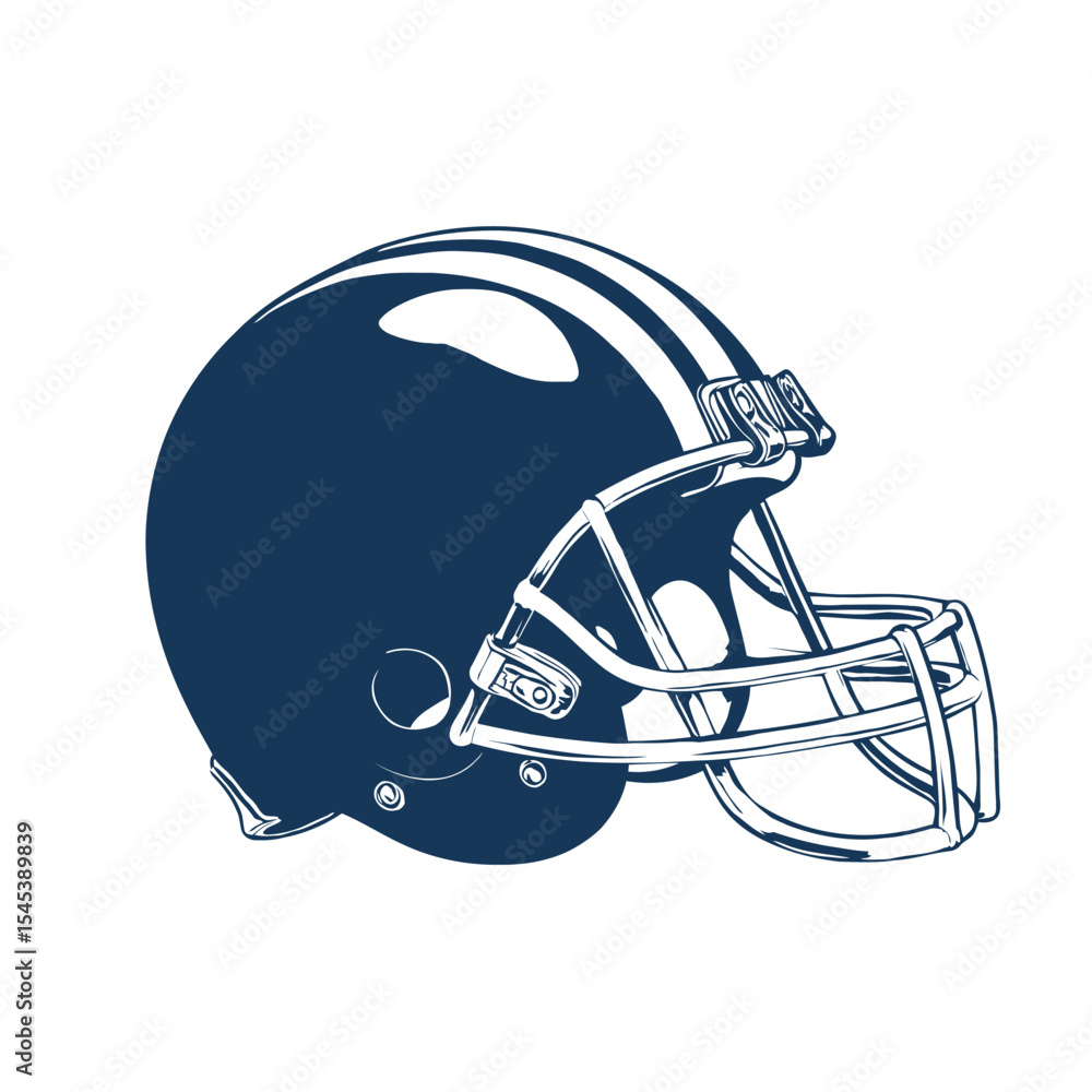 Naklejka premium Vintage American football helmet vector. Hand drawn football helmet illustration on white background