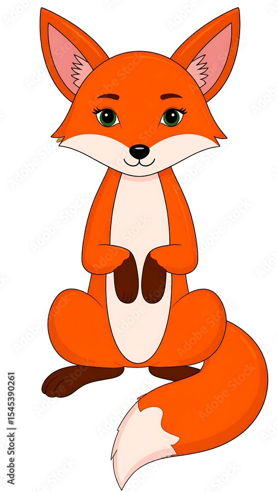 Obraz premium Cute Cartoon Fox Sitting.