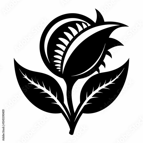 Cartoon venus flytrap carnivorous plant isolated on white background