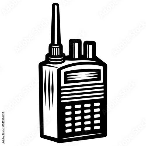 Portable walkie talkie radio communication device isolated on white