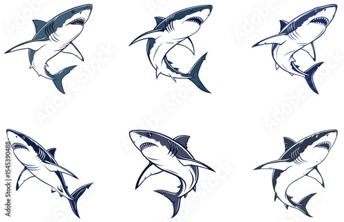 Shark Vector Designs Set Fierce and Fun Shark Illustrations for Ocean-Themed Designs