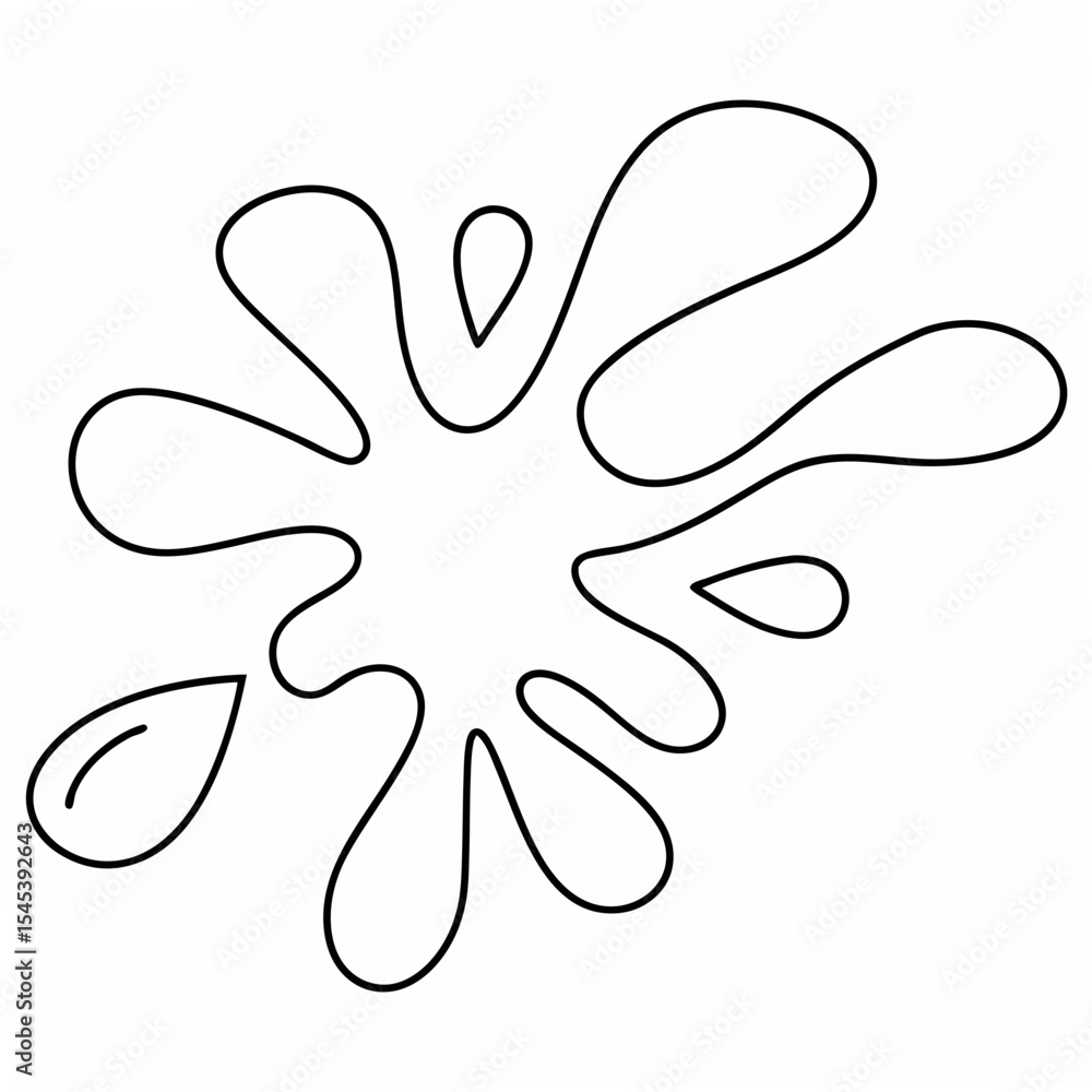 Obraz premium Black Outline Splash Icon Isolated on White Background Simple Line Art Graphic Design Element vector