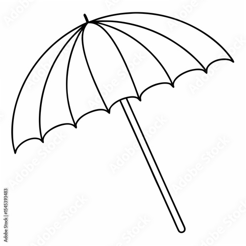 Simple Line Drawing of a Beach Umbrella on White Background Isolated Cutout Illustration parasol sunshade