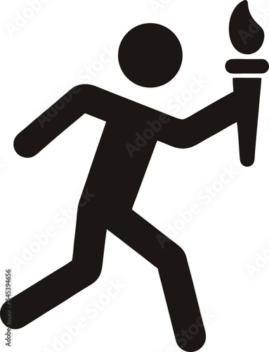 Running Stick Figure with Torch Vector Illustration

