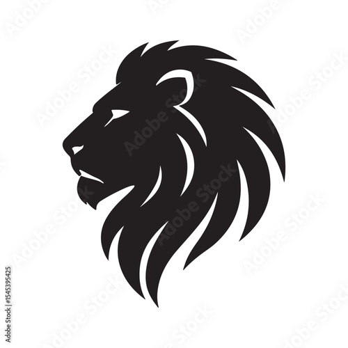 Stylized black lion head profile graphic design