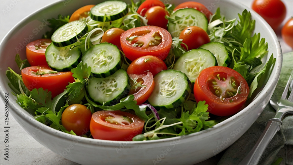 Simple and healthy salad made with fresh tomatoes and cucumbers. Light and refreshing. Simple and healthy salad made with fresh tomatoes and cucumbers. Light and refreshing.