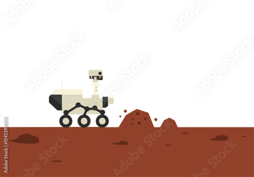 A stylized Mars rover delivers on the red planet. Clean, modern illustration with a focus on space exploration and delivery. Great for tech, science, and design projects.