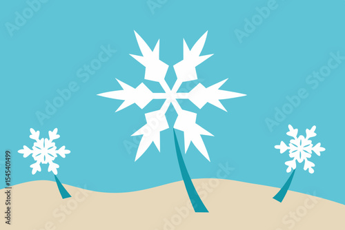Winter Wonderland Snowflakes on a Sandy Beach - A Unique Festive Design