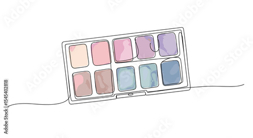 Pastel Eyeshadows Modern Doodle Vector Illustration in Minimalist Line Art Style. Great for makeup packaging, beauty blog content, and cosmetics branding
