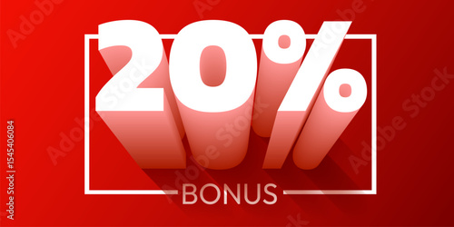 20 percent bonus. Cashback or prize concept.