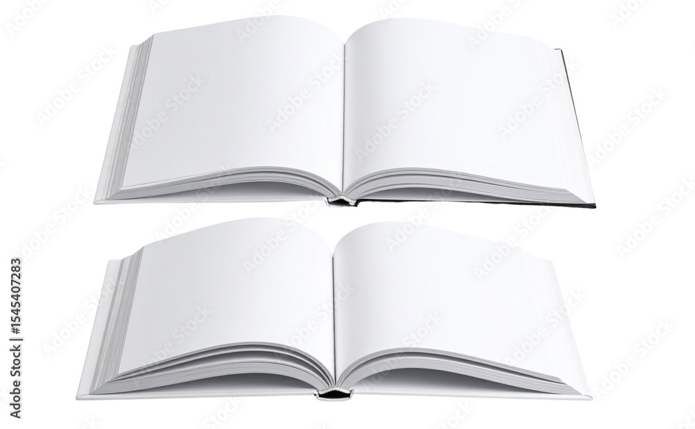 Two Open Hardcover Book with Curved Pages, isolated on a transparent background Two Open Hardcover Book with Curved Pages, isolated on a transparent background