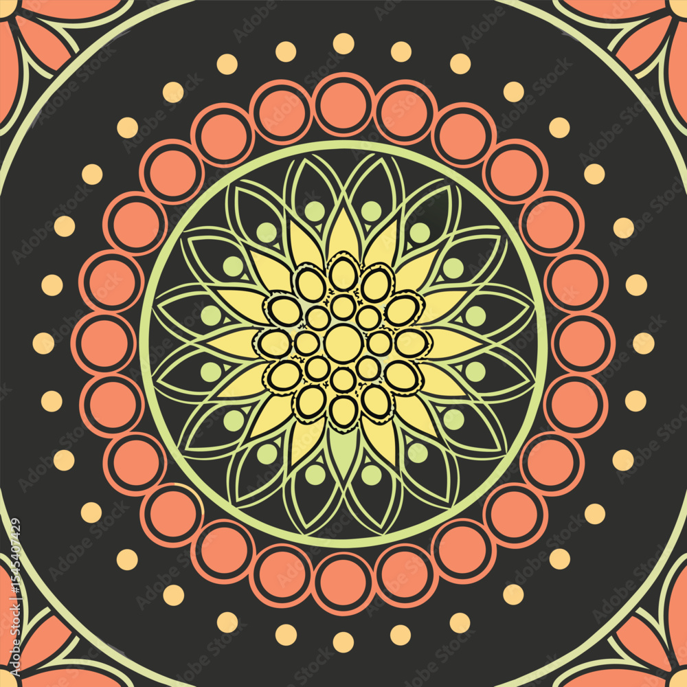 dot mandala with vivid rainbow color palet trans vector illustration of an abstract floral background