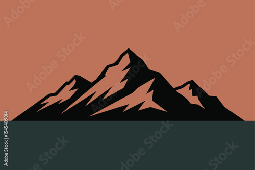 Majestic Mountain Silhouette Against a Warm Sunset Sky Simple yet Striking Depiction of Wilderness Beauty and Nature's Grandeur