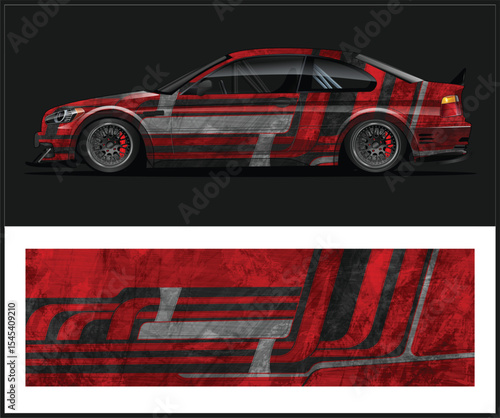 Red and Gray Racing Car with Graphic Wrap and Matching Design