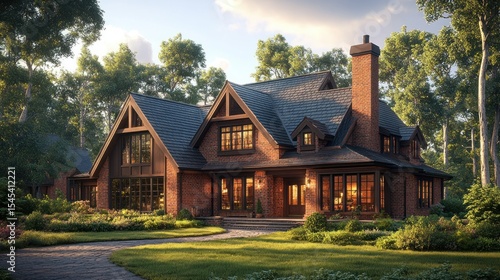 Wallpaper Mural Rustic, brick house nestled in woods Torontodigital.ca