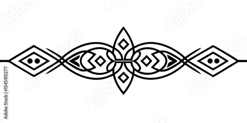 Isolated vector image of text separator in linear symmetry design, for postcard design and typography, transparent background  