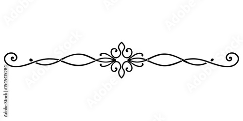 Ornamental divider in thin line style for postcard and typography design, isolated vector image, transparent background  