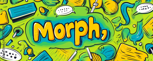 The illustration features a comic speech bubble in a modern and creative style, with a pop art set background, incorporating a cartoon halftone template and an abstract concept graphic, which is an