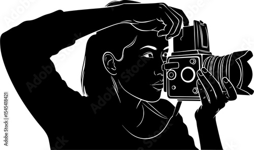 Silhouette of a Passionate Photographer Framing the Perfect Shot, Celebrating the Creative Essence of Capturing Moments