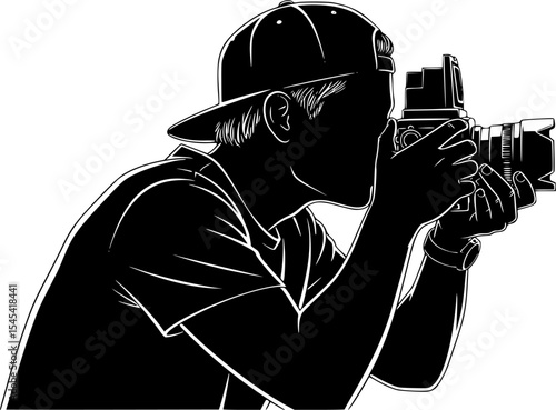 Dynamic Silhouette of a Passionate Photographer Framing the Perfect Shot, Showcasing the Art of Photography