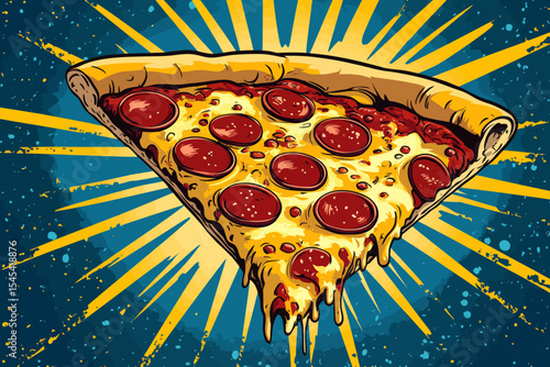 Generative ai illustration of pizza in comic pop art style