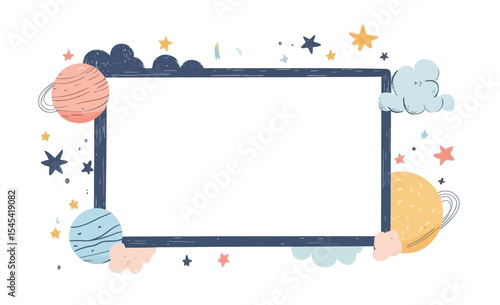 Cute clouds and stars are depicted in a modern photo svg illustration