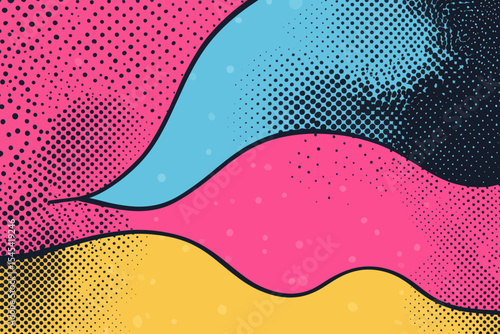 Retro 90s pop art and abstract psychedelic elements combine in a comic frenzy digital illustration