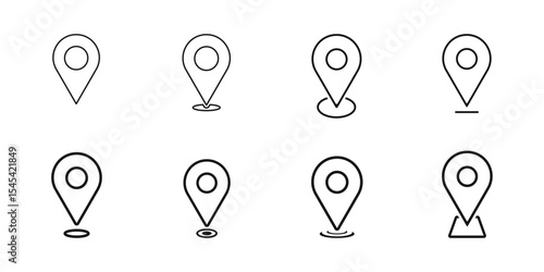 Location pin icon collection outline stroke icons buttons map pointer gps navigation marker distance route business address destination indicator pinpoint technology mobile app geography