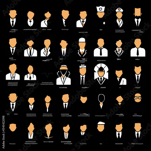 Flat Vector Icons Representing Company Hierarchy, Organizational Charts, and Business Roles – Perfect for Corporate Dashboards and Management Systems