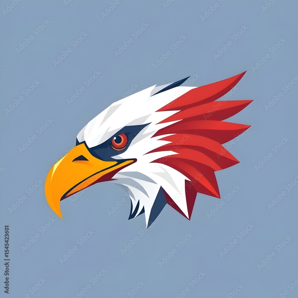 Fototapeta premium american bald eagle with american flag