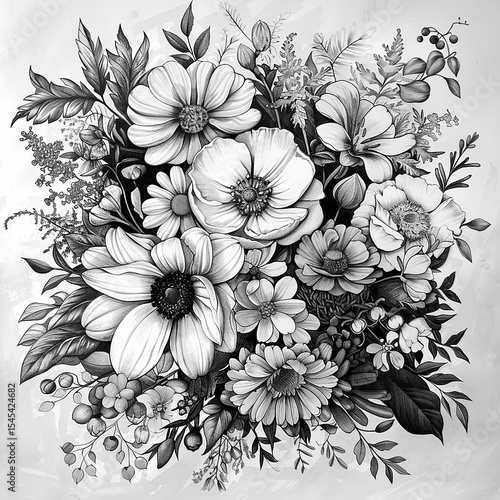 Wallpaper Mural hand drawn flowers Torontodigital.ca