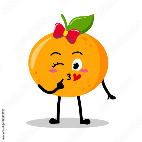 Cute Hand Drawn Flirty orange Blowing A Kiss