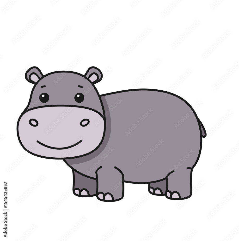 Cartoon hippo character smiling in a simple style Cartoon hippo character smiling in a simple style