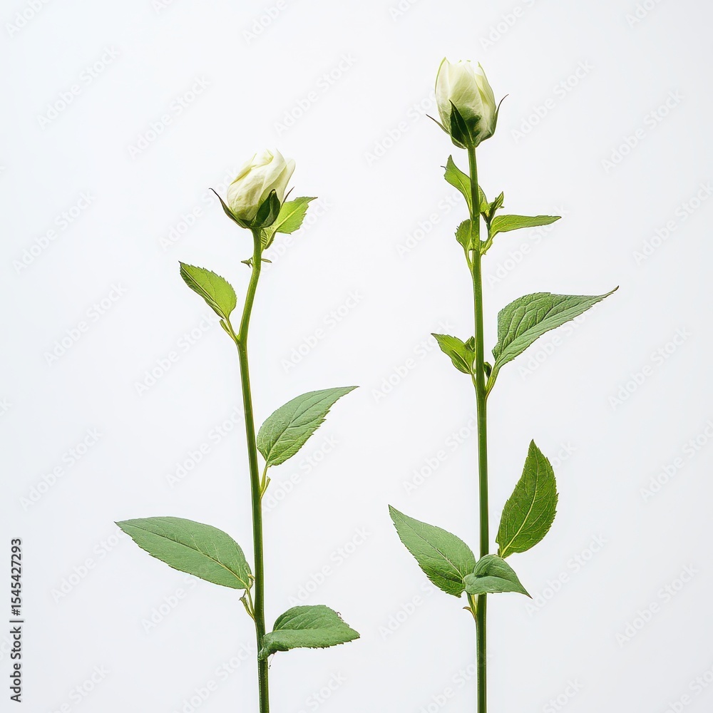 Obraz premium White rose buds rise against a simple background
