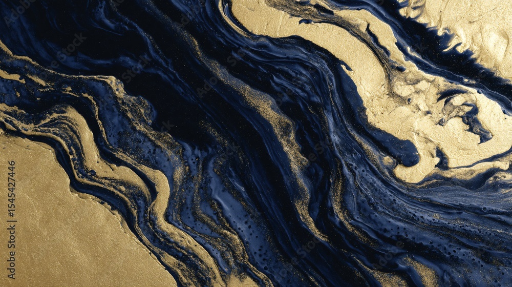 Elegant Blue and Gold Abstract Design with Fluid Art Elegant Blue and Gold Abstract Design with Fluid Art