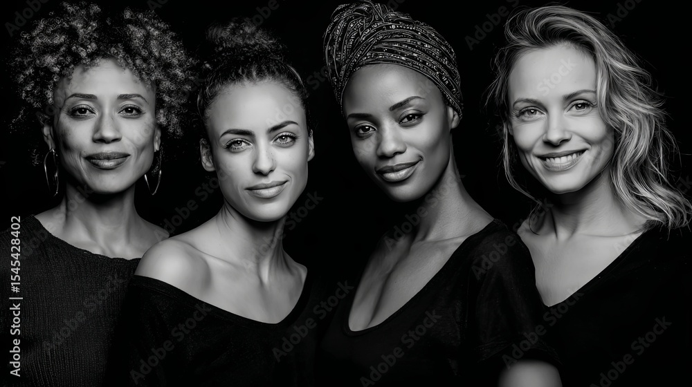 Obraz premium Four Women in Black and White