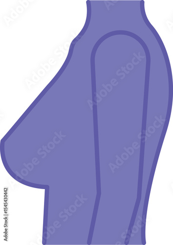 Colored Breast Icon. Vector Illustration. Female Mammary Glands, Torso, and Arm. Human Body Part, Medical. Anatomy Concept