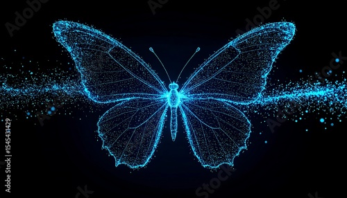Digital Butterfly with Glowing, and Dark.