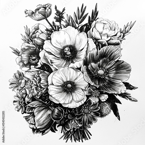 Wallpaper Mural hand drawn flowers Torontodigital.ca