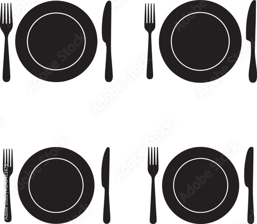 Four Simple Black and White Table Settings