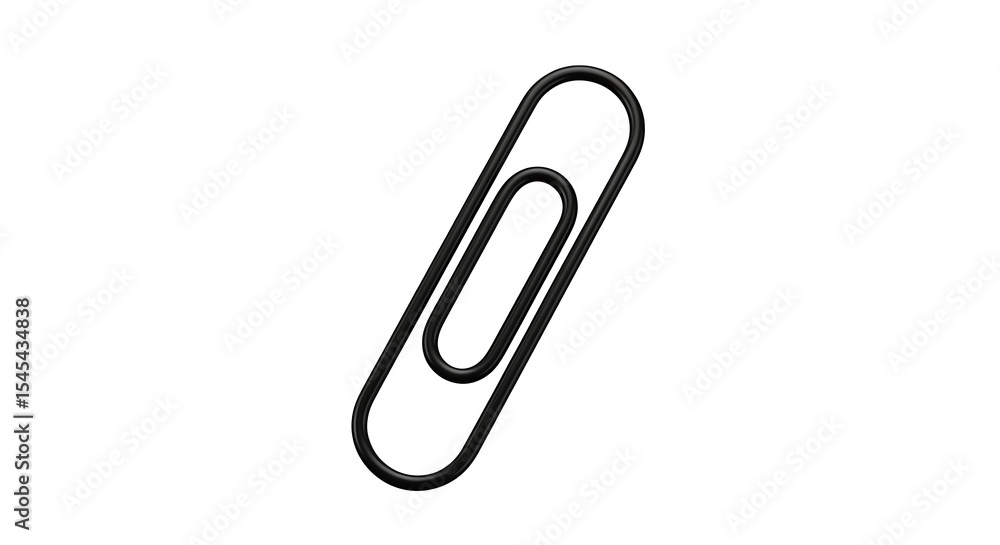 Isolated Black Paperclip on White Background Stationery Isolated Black Paperclip on White Background Stationery