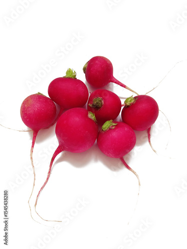 radishes on a white background