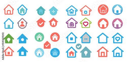 Home Icons Vector Set  Minimal, Gradient & Outline Real Estate Symbols for App UI, Website, Smart Home & Property Design