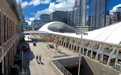 Denver's historic Union Station is the entrance to the city's modernistic rail/bus transportation center.