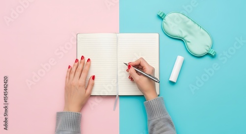 Relaxing Evening Routine Journaling, Sleep Mask, and Self-Care