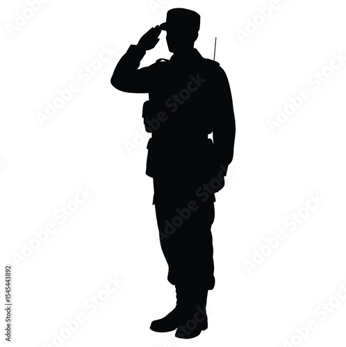 Saluting Soldier Silhouette Military Vector Illustration