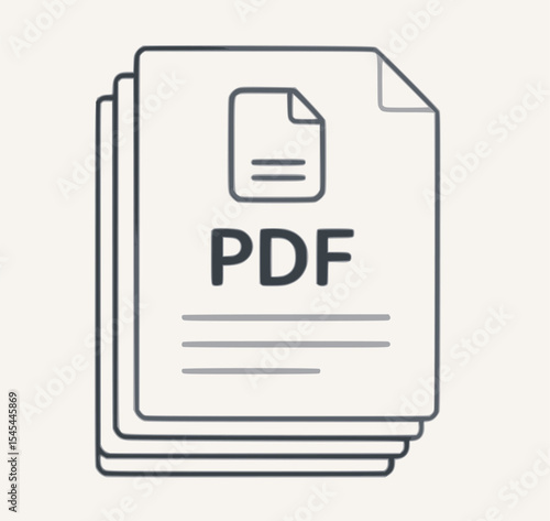 PDF Document Stack Icon – Clean Vector Illustration